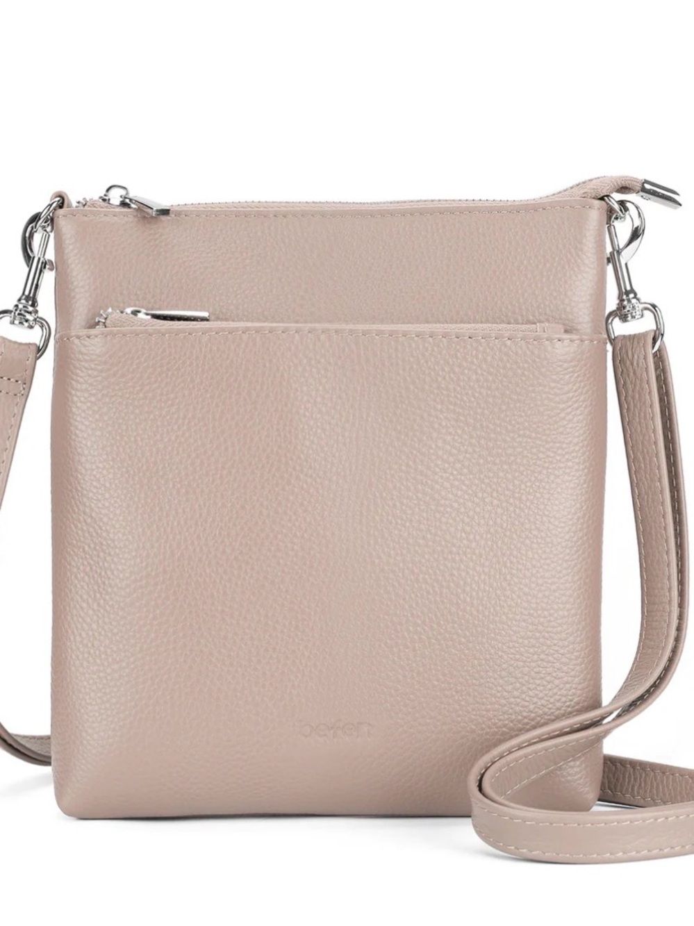 Befen Pebbled Leather Crossbody Bag in Blush Taupe